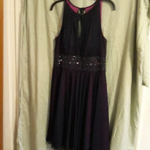 Beaded waist layered evening dress